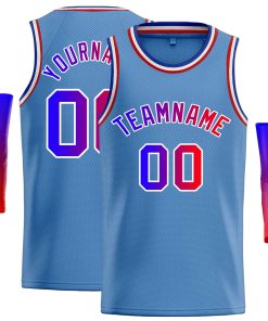Custom Light Blue Royal-White Classic Tops Casual Basketball Jersey