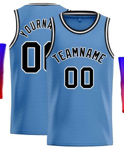 Custom Light Blue Black-White Classic Tops Casual Basketball Jersey