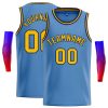 Custom Light Blue Yellow-Navy Classic Tops Casual Basketball Jersey