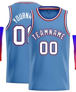 Custom Light Blue White-Royal Classic Tops Casual Basketball Jersey