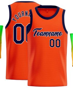Custom Orange Navy-White Classic Tops Casual Basketball Jersey