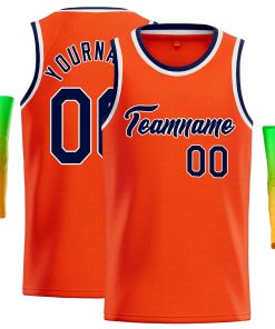 Custom Orange Navy-White Classic Tops Casual Basketball Jersey
