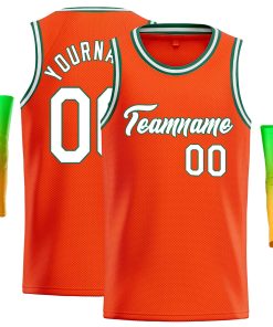 Custom Orange White-Green Classic Tops Casual Basketball Jersey