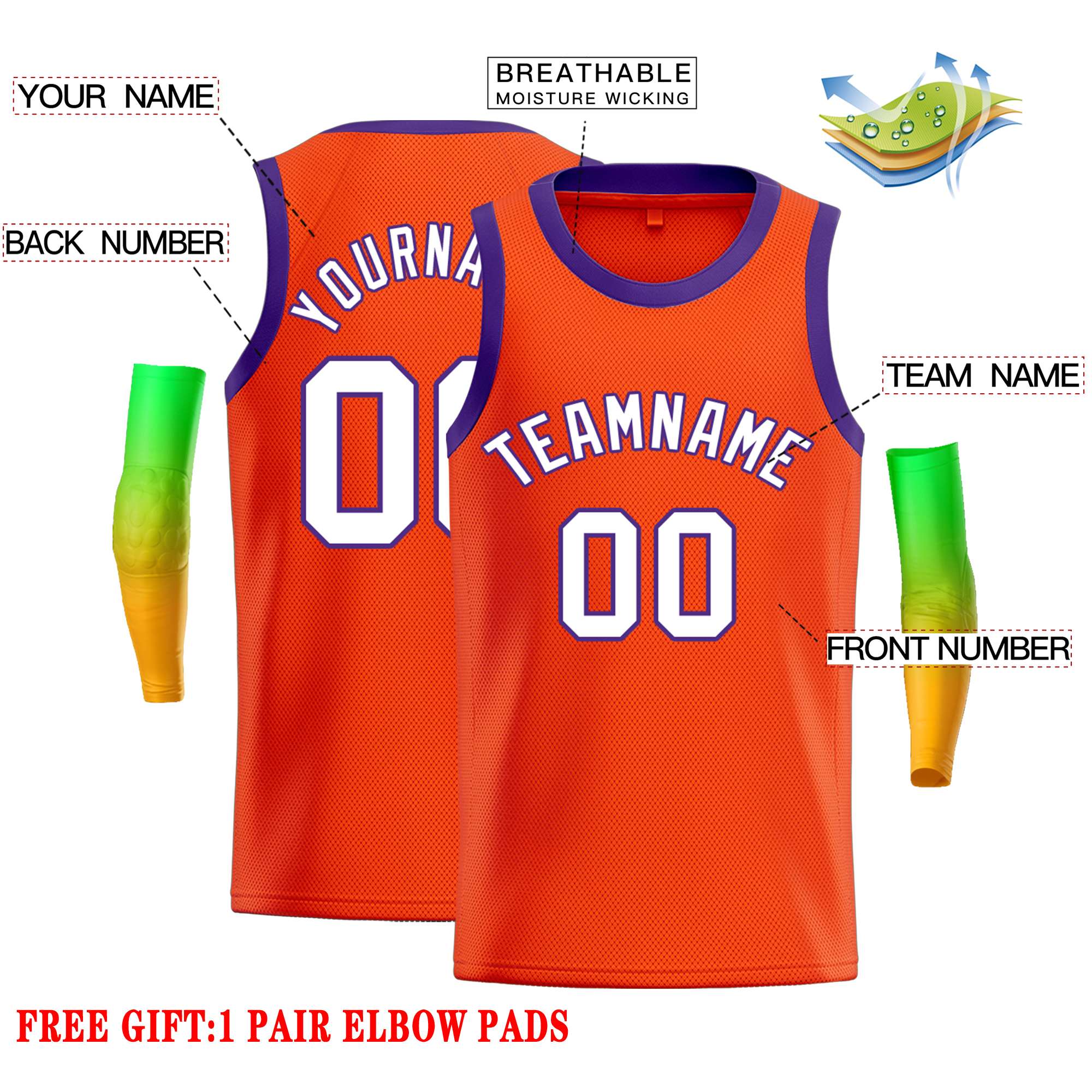 Custom Orange White-Royal Classic Tops Casual Basketball Jersey - Image 2