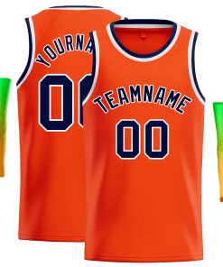 Custom Orange Navy-White Classic Tops Casual Basketball Jersey