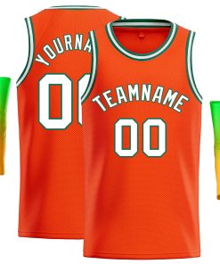 Custom Orange White-Green Classic Tops Casual Basketball Jersey