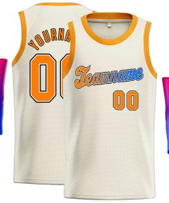 Custom Cream Orange-Black Classic Tops Casual Basketball Jersey