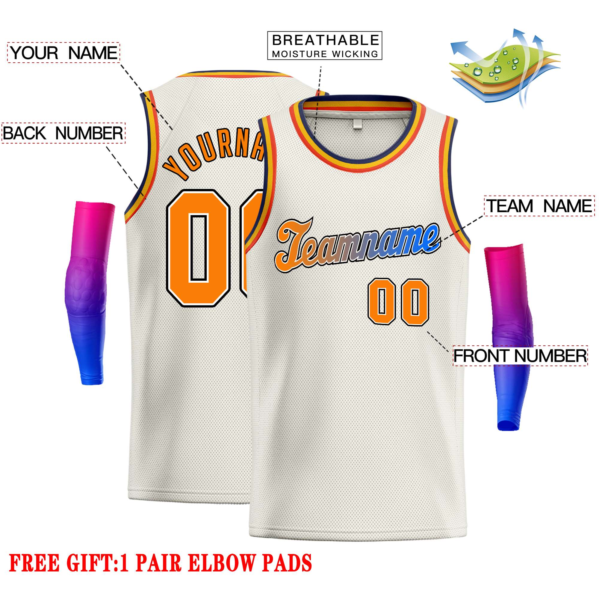 Custom Cream Royal-Black Classic Tops Casual Basketball Jersey - Image 2