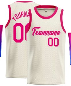 Custom Cream Pink Classic Tops Casual Basketball Jersey