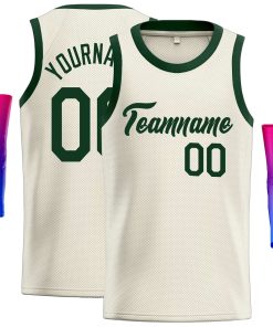 Custom Cream Green Classic Tops Casual Basketball Jersey