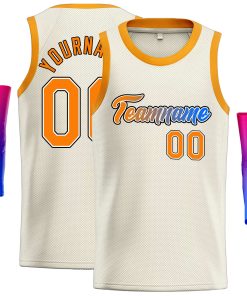 Custom Cream Orange-Black Classic Tops Casual Basketball Jersey