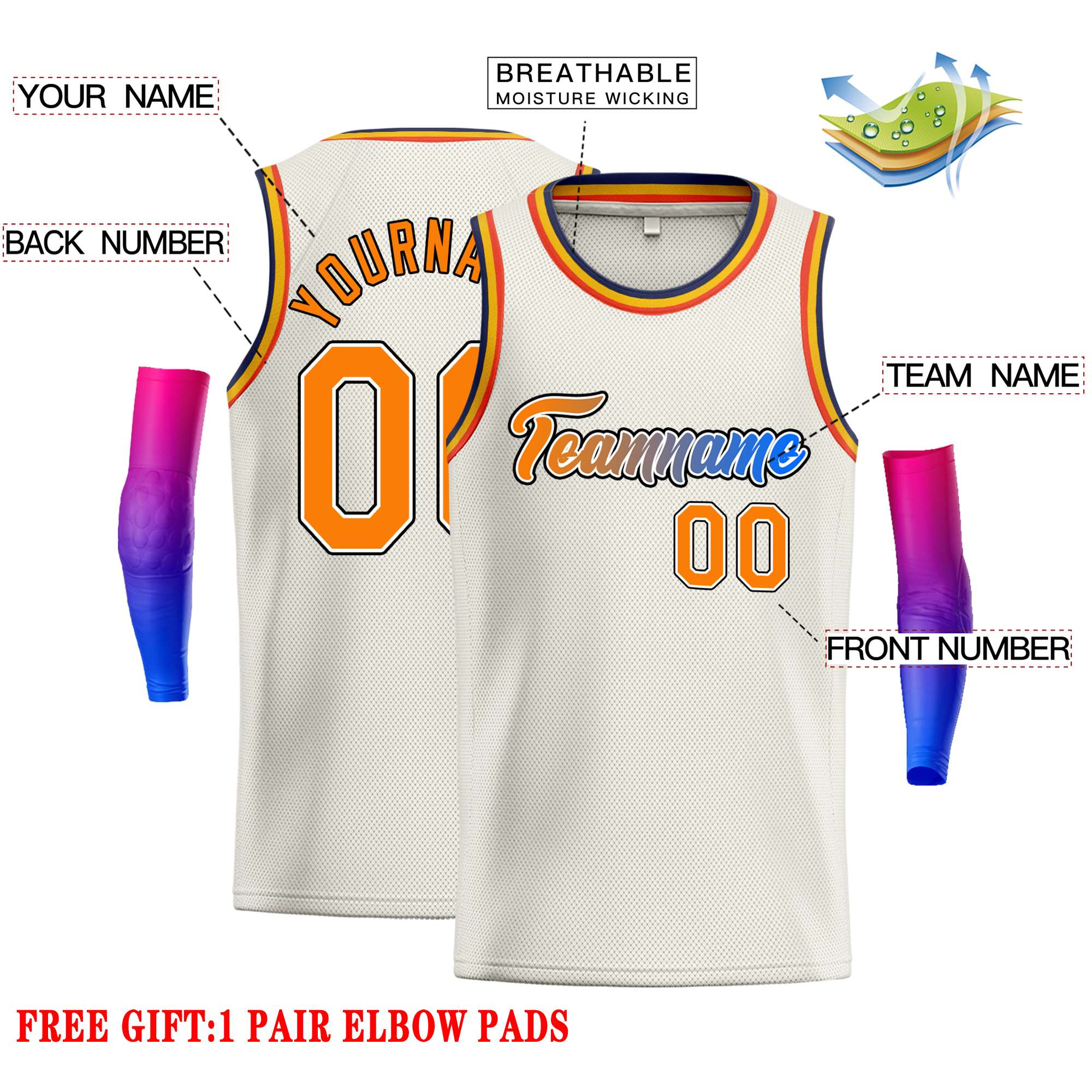 Custom Cream Royal-Black Classic Tops Casual Basketball Jersey - Image 2