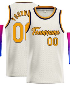 Custom Cream Yellow-Black Classic Tops Casual Basketball Jersey