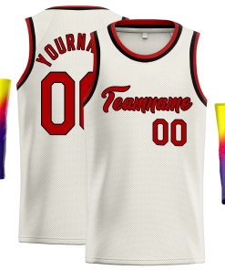 Custom Cream Red-Black Classic Tops Casual Basketball Jersey