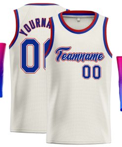 Custom Cream Royal-Red Classic Tops Casual Basketball Jersey