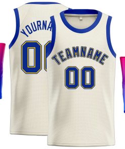 Custom Cream Royal-Yellow Classic Tops Casual Basketball Jersey