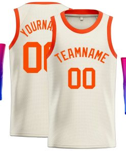 Custom Cream Orange Classic Tops Casual Basketball Jersey