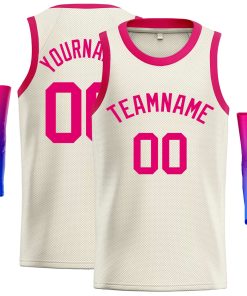Custom Cream Pink Classic Tops Casual Basketball Jersey
