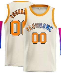 Custom Cream Orange-Black Classic Tops Casual Basketball Jersey