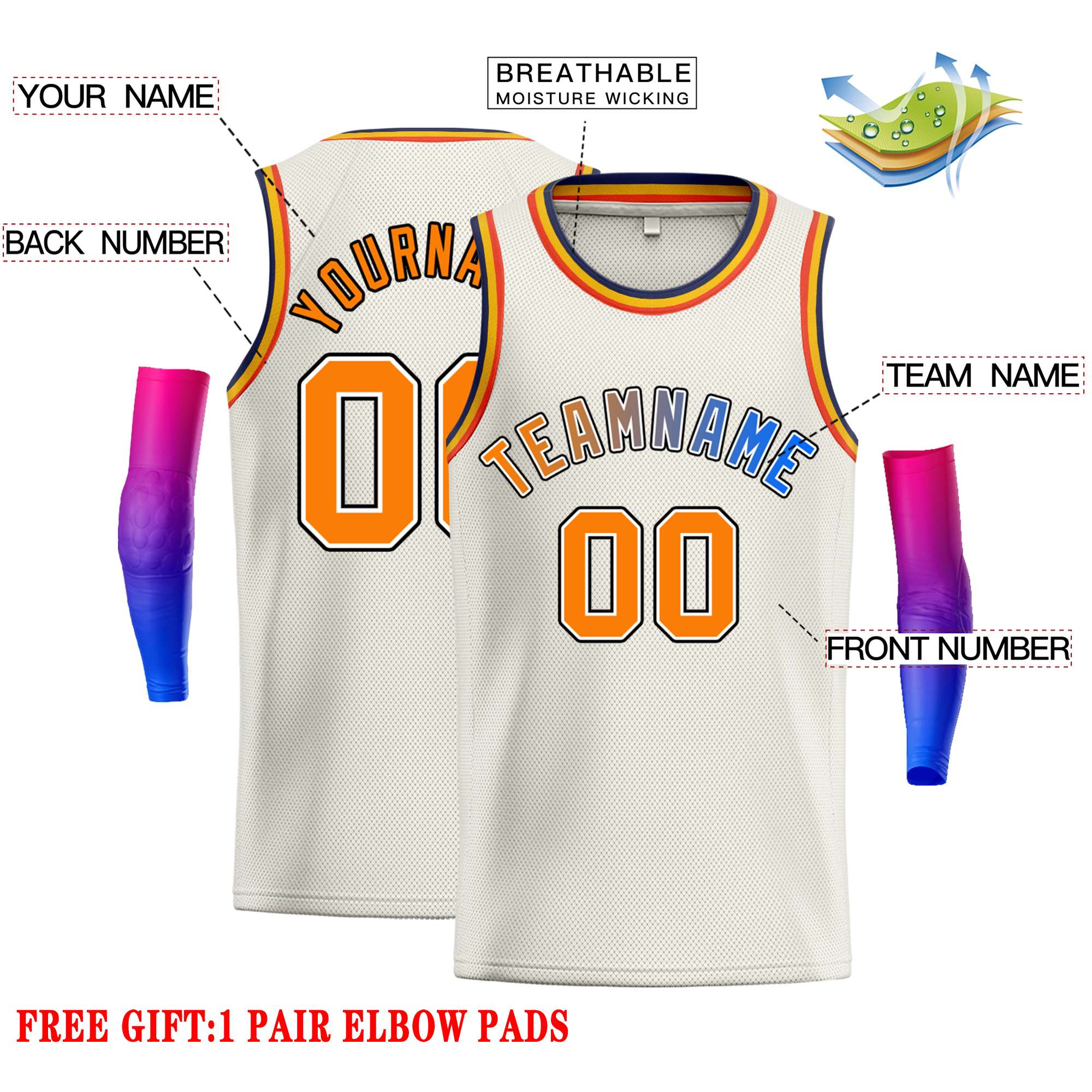 Custom Cream Royal-Black Classic Tops Casual Basketball Jersey - Image 2