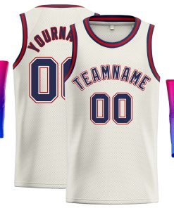 Custom Cream Navy-Red Classic Tops Casual Basketball Jersey