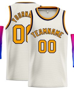 Custom Cream Yellow-Black Classic Tops Casual Basketball Jersey