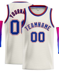 Custom Cream Royal-Red Classic Tops Casual Basketball Jersey