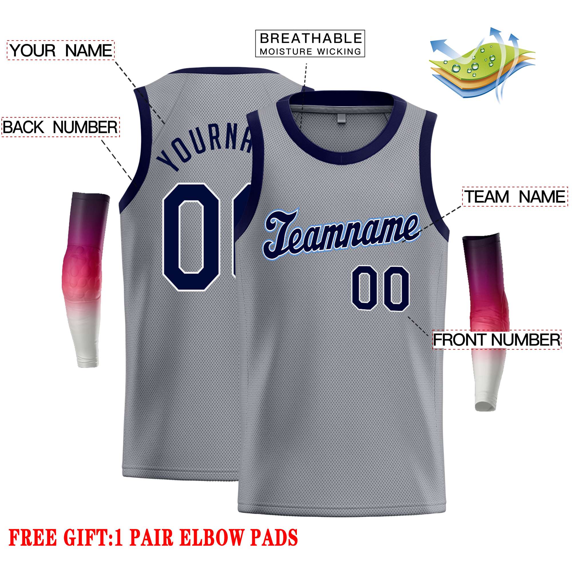 Custom Dark Gray Navy-White Classic Tops Casual Basketball Jersey - Image 2