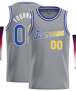 Custom Dark Gray Yellow-White Classic Tops Casual Basketball Jersey