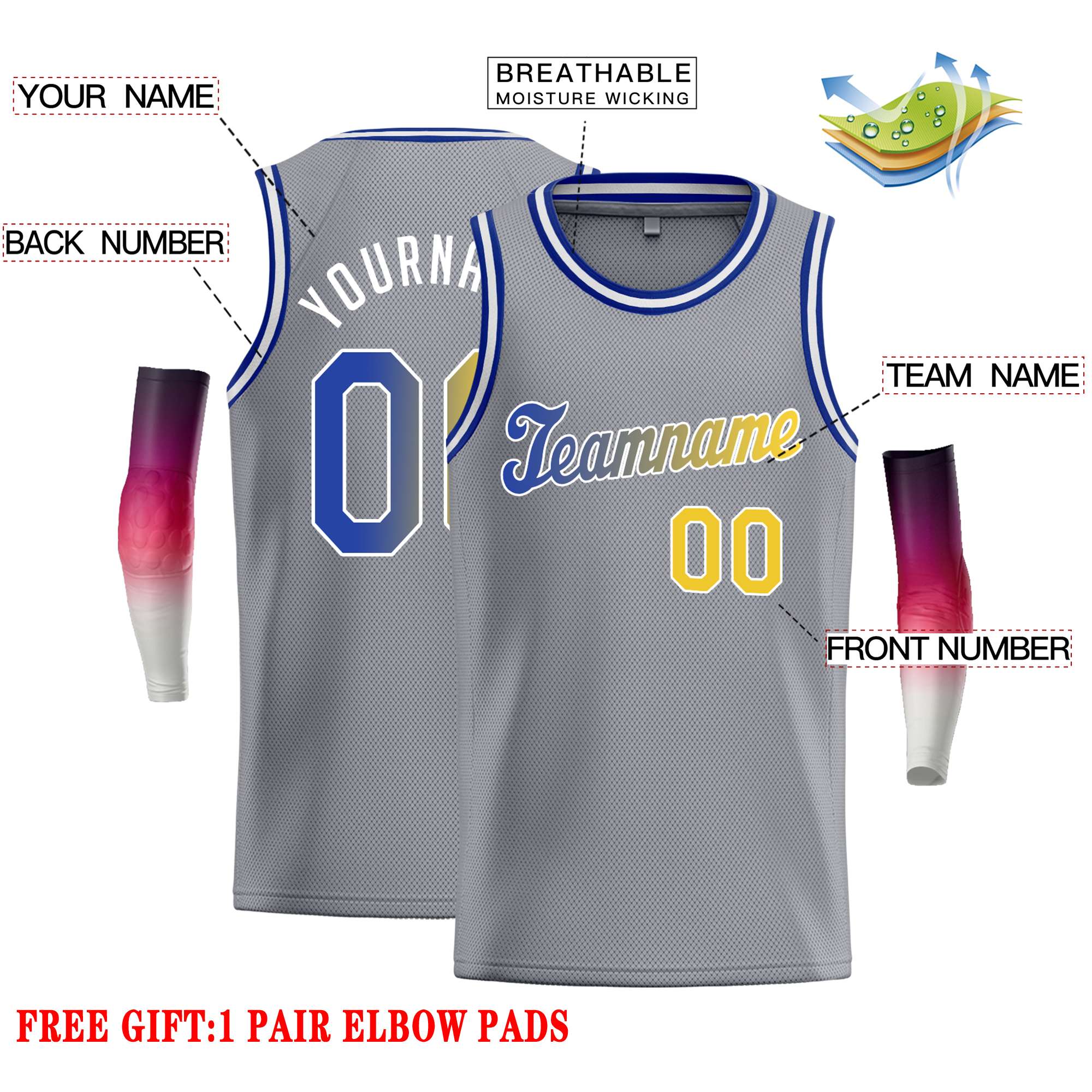 Custom Dark Gray Yellow-White Classic Tops Casual Basketball Jersey - Image 2