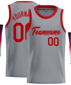 Custom Dark Gray Red Classic Tops Casual Basketball Jersey