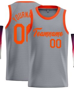 Custom Dark Gray Orange Classic Tops Casual Basketball Jersey