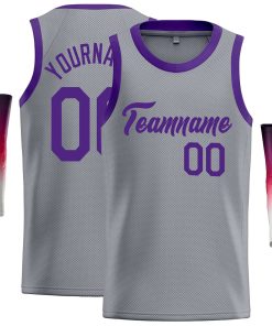 Custom Dark Gray Purple Classic Tops Casual Basketball Jersey