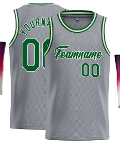 Custom Dark Gray Green-White Classic Tops Casual Basketball Jersey