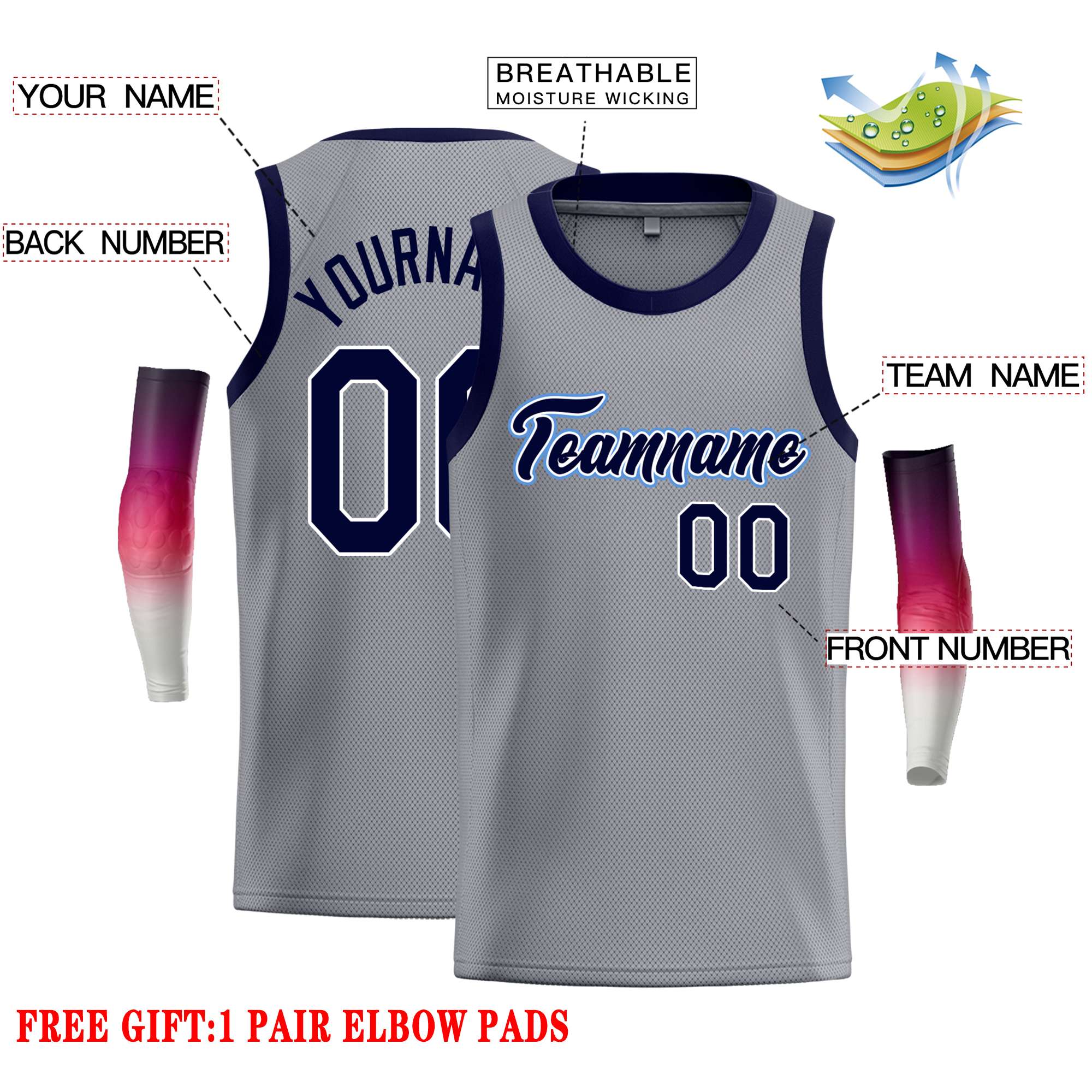 Custom Dark Gray Navy-White Classic Tops Casual Basketball Jersey - Image 2