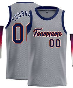 Custom Dark Gray Navy-Orange Classic Tops Casual Basketball Jersey
