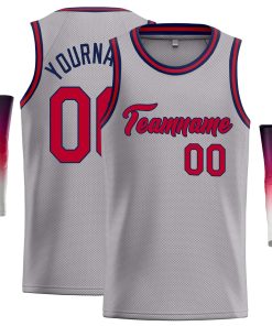 Custom Dark Gray Red-Navy Classic Tops Casual Basketball Jersey