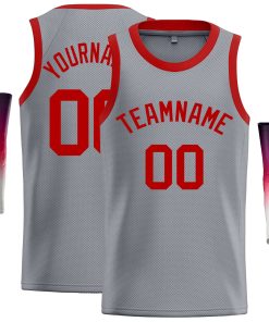 Custom Dark Gray Red Classic Tops Casual Basketball Jersey