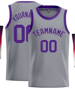 Custom Dark Gray Purple Classic Tops Casual Basketball Jersey