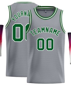 Custom Dark Gray Green-White Classic Tops Casual Basketball Jersey