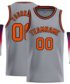 Custom Dark Gray Orange-Black Classic Tops Casual Basketball Jersey