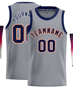 Custom Dark Gray Navy-Orange Classic Tops Casual Basketball Jersey