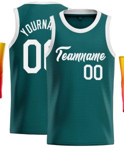 Custom Aqua White Classic Tops Casual Basketball Jersey