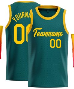 Custom Aqua Yellow Classic Tops Casual Basketball Jersey