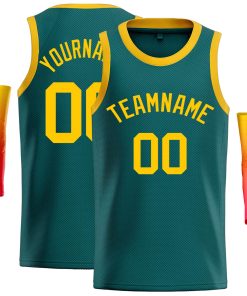 Custom Aqua Yellow Classic Tops Casual Basketball Jersey