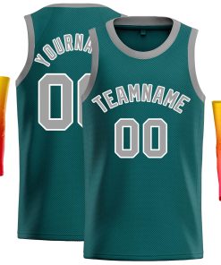 Custom Aqua Gray-White Classic Tops Casual Basketball Jersey