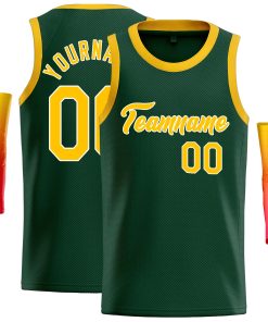 Custom Green Yellow-White Classic Tops Casual Basketball Jersey