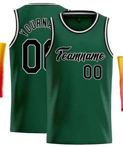 Custom Green Black-White Classic Tops Casual Basketball Jersey