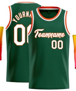 Custom Green White-Orange Classic Tops Casual Basketball Jersey