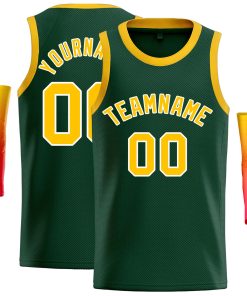 Custom Green Yellow-White Classic Tops Casual Basketball Jersey